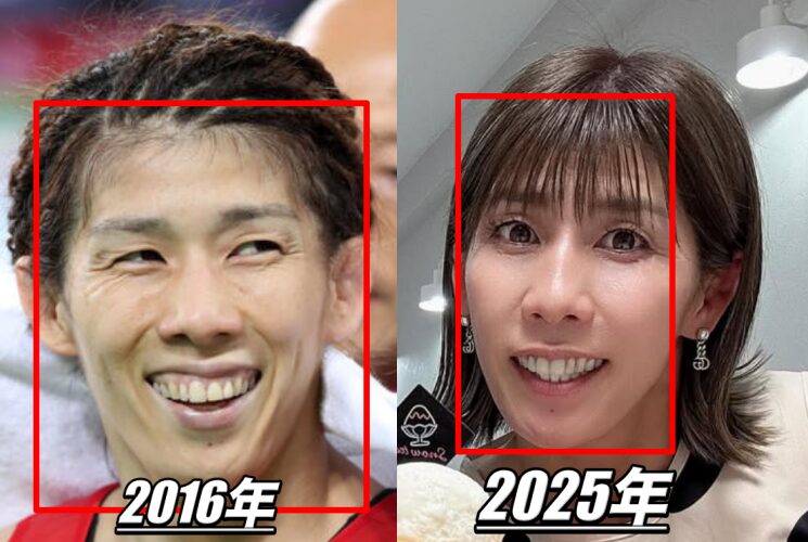 吉田沙保里の目を比較