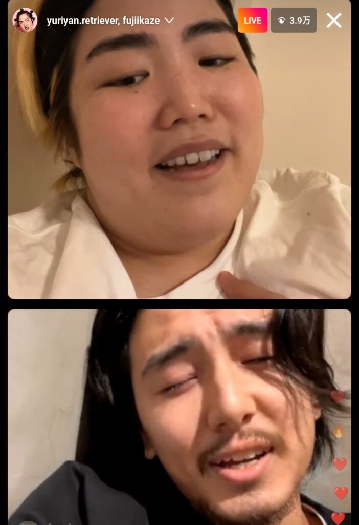 ゆりやんと藤井さんのインスタライブ