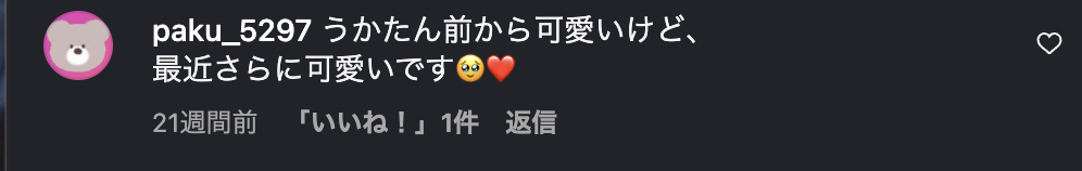 インスタグラムでのコメント